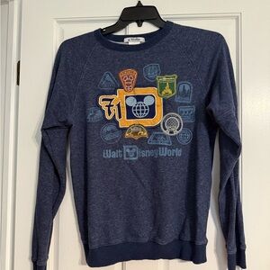 Disney Blue Crewneck Sweater with Parks Graphics